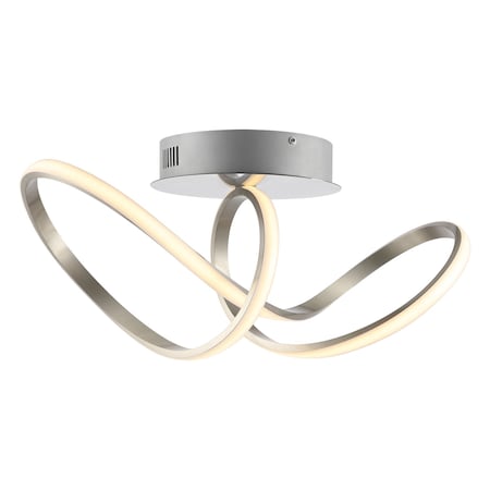 Jonathan Y Chantelle 19.5" 1-Light Modern Minimalist Aluminum Loop Integrated LED Semi Flush Mount, Nickel JYL1701A
