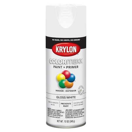 Krylon Enamel Spray Paint, Gloss, White, 12 oz, Can K05545007