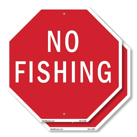 Signmission No Fishing, 10 inch X 10 inch, Plastic Sign, 2PK OC-P-2PACK-10-80