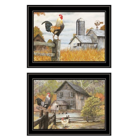 Homeroots Set Of Two Down on the Farm 2 Black Framed Print Wall Art, 2PK 406029