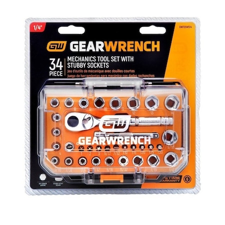 Gearwrench Mechanics Tool Set, 34-Piece, Chrome GW72SWS14