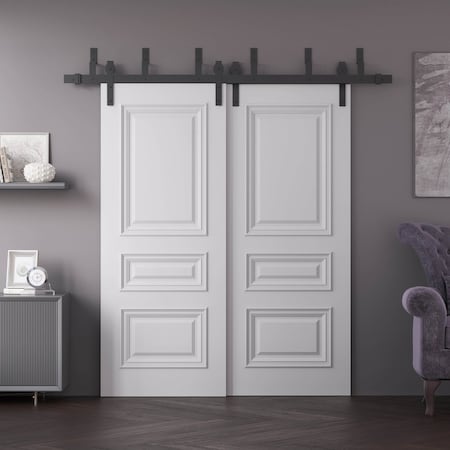 Sartodoors Sliding Closet Barn Bypass Doors 48x84 inches White Solid Core Modern Interior ROYAL9833BBB-EMAL-4884