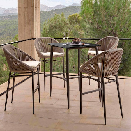 Skyline Design Rodona Square Pub Table with Glass 24162-CMA-RO-GL