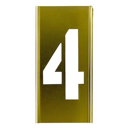 C.H. Hanson Stencil Sort-1" Brass Gothic 4, Number, Gothic Font, Brass, 1 Pieces 100084