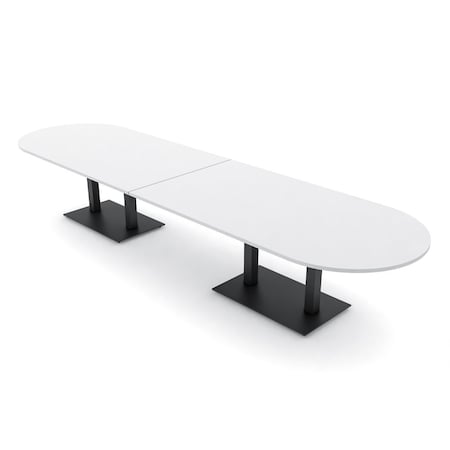 Skutchi Designs Racetrack Conference Table With Power, 48 in W, 168 in L, White HAR-RAC-48X168-DOU.BK-W960-NA