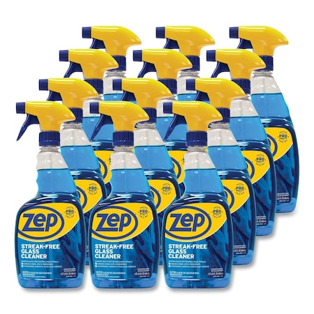 Zep Liquid Glass Cleaner, Pleasant Scent, Trigger Spray Bottle, 12 PK ZU112032