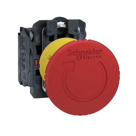 Schneider Electric Emergency Stop Push Button, 22 mm, 1NC, Red XB5AS8442