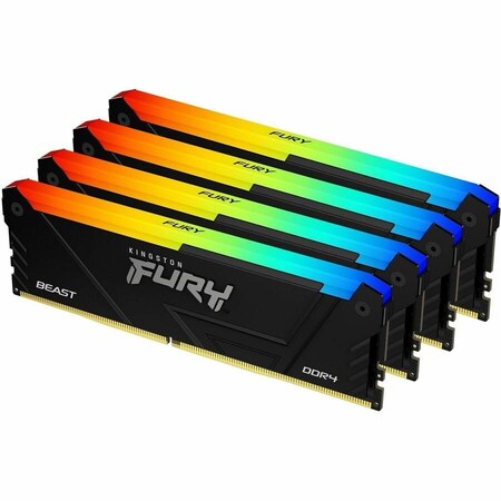 Kingston 64GB 3200MT/S DDR4 CL16 DIMM (KIT OF 4) 1GX8 FURY BEAST RGB KF432C16BB12AK4/64