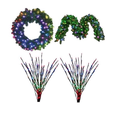Celebrations Platinum Brilliant LED Prelit RGBW Entryway Kit Wreath BRENTPA