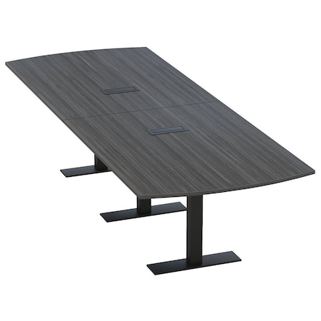Skutchi Designs 12ft Arc Rectangle Conference Table With Power | Harmony Series | 12 Person Meeting Room Table HAR-AREC-48X144-T.BK-WA7949-EBLK
