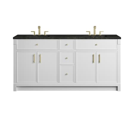 James Martin Vanities Bellshire 72" Double Vanity, Bright White w/ 3 CM Phantome Eclos Top 660-V72-BW-3PHT