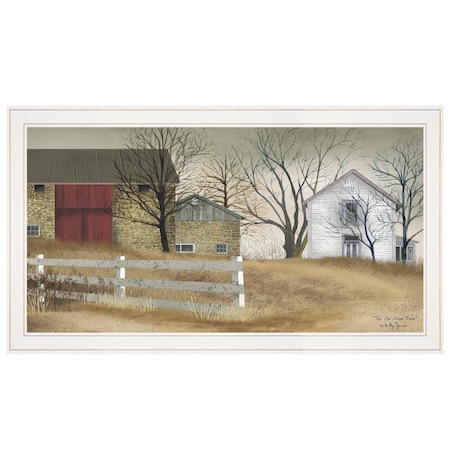 Homeroots The Old Stone Barn 3 White Framed Print Wall Art 404433