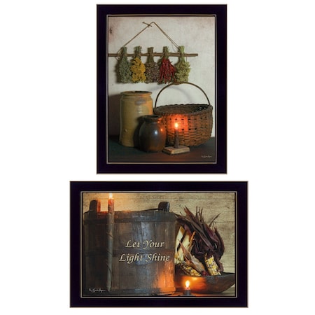 Homeroots Set Of Two Let Your Light Shine 3 Black Framed Print Wall Art, 2PK 407105