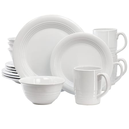 Martha Stewart Everyday 16 Piece Round Stoneware Dinnerware Set in White 120332.16