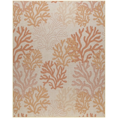 Homeroots 9' X 12' Coral And Ivory Nautical Indoor Outdoor Area Rug 551481