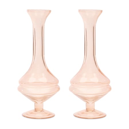 Homeroots Set of Two 9" Pink Glass Trumpet Table Vases, 2PK 632593