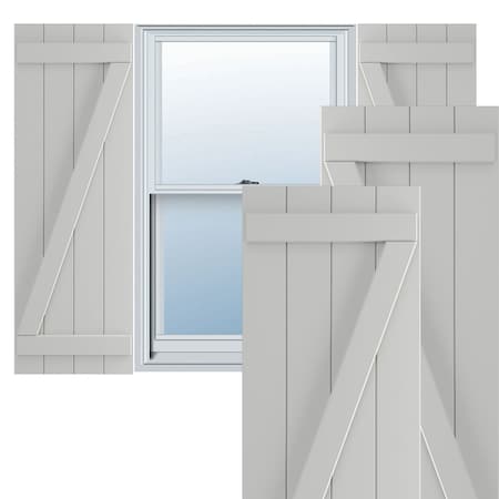 Ekena Millwork True Fit PVC Four Board Joined Board-n-Batten Shutters w/Z-Bar, Hailstorm Gray , 21 1/2W x 77H, PR TFP102BBF21X077ST