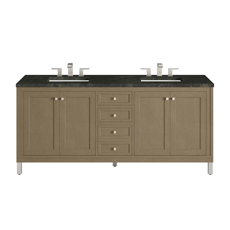 James Martin Vanities Chicago 72" Double Vanity, Walnut Whisper, w/ 3 CM Phantome Eclos Top 503-V72-WLW-3PHT