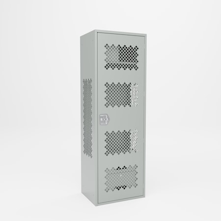 Pucel Athletic Gear Locker, 24 in W x 72 in H x 18 in D, 2 Drawers, Perforated Door, Top Cabinet, Gray GL-2472-18-DR2-DT