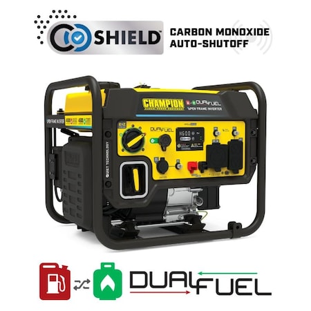 Champion Power Equipment Portable Generator, Gasoline/Propane, 3,285 W/3,650 W Rated, 4,500 W Surge, Recoil Start, 120V AC 200978