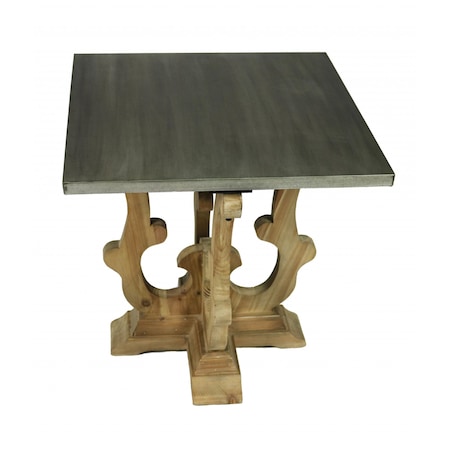 Homeroots 24" Natural Brown And Gray Metal And Solid Wood Square End Table 488559