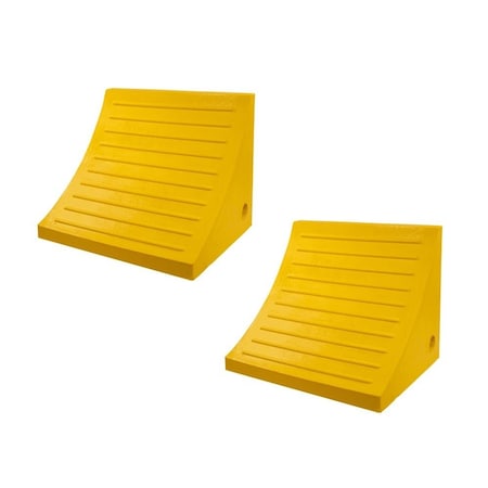 Mytee Products 2PK 15inx10.5inx12in Polyurethane Wheel Chock W/ Mounting Hole 60 Ton Load Capacity, 2PK WC-PU-MDx2