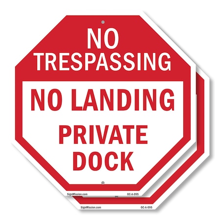 Signmission No Trespassing No Landing Private D, 18 inch X 18 inch, Plastic Sign, 2PK OC-P-2PACK-18-95