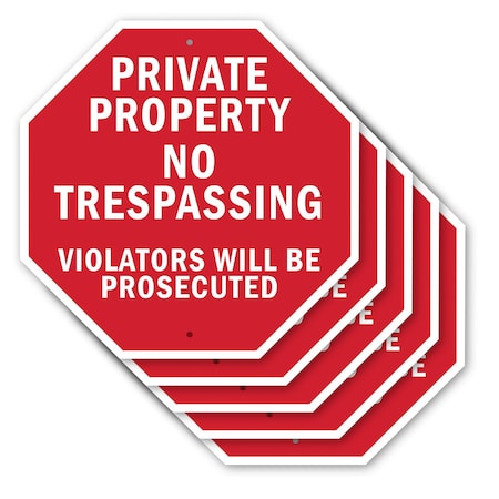 Signmission Private Property No Trespassing Vio, 10 inch X 10 inch, Aluminum Metal Signs, 5PK OC-A-5Pack-10-157