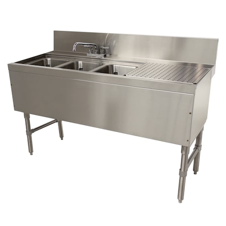 Advance Tabco Prestige Underbar Sink Unit 3-compartment 60 in.W x 25 in.D x 36 in.H PRB-24-53L