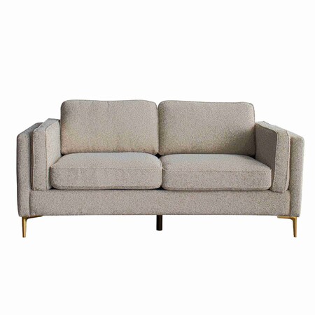 Homeroots 77" Beige Fabric Solid Wood Sofa 674606