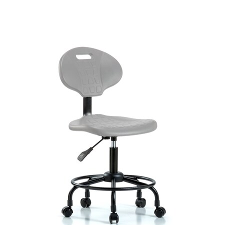 Blue Ridge Ergonomics Erie Polyurethane Chair - Desk Height with Round Tube Base & Casters in Gray Polyurethane TPDHCH-RT-A0-RC-GRY