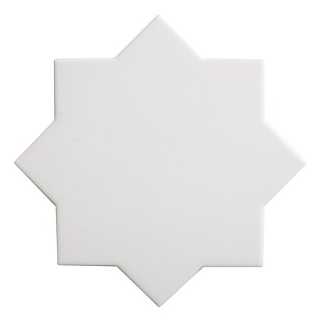 Apollo Tile Seville 7 x 7 in. Matte Pure White Porcelain Star Wall and Floor Tile 5.31 sq ft/case, 34PK TNG88STRWHTA