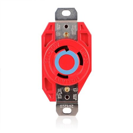 Leviton Locking Receptacle, 30 A, 250V AC, Red 2620-R