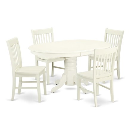 East West Furniture 5 Piece Dining Set, Linen White, 5PK AVNO5-LWH-W