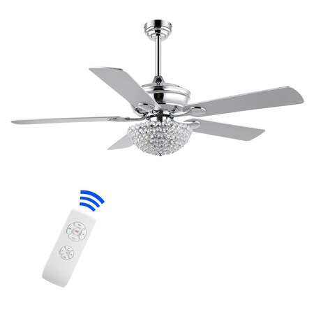 Jonathan Y Cammy 52" 3-Light Traditional Transitional Iron LED CEILING FAN, Chrome JYL9710A