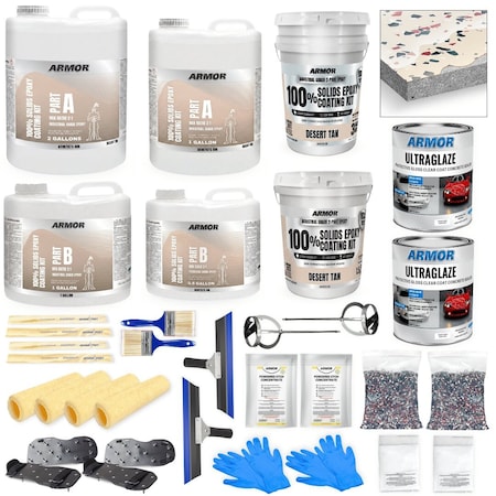 Armorpoxy 32 Pc - Epoxy Floor Kit - 2-Layer - 900 Sq Ft - Desert Tan 110005