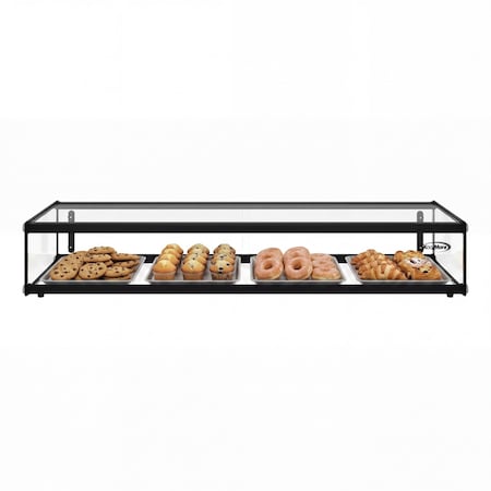 Koolmore 2.3 Cu Ft Slim Flat Dry Bakery Display Case with Black Aluminum Accents KM-DC-24SBK