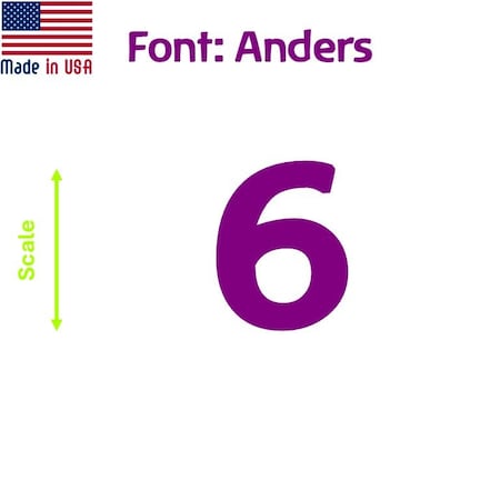 Aacc Self-Adhesive Vinyl Number: 6, Size: 1 in. Color: Purple Font: Anders, 4PK AACC-Anders-N6-Purple-I1x4