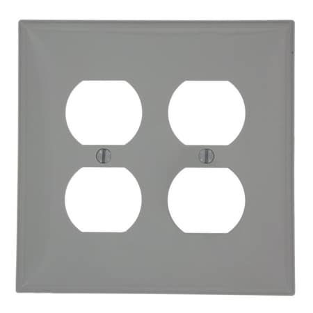 Leviton Receptacle Wallplate, Midway Size, Gang 2, Gray PJ82-GY
