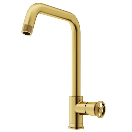 Vigo Cass Industrial Single Handle Kitchen Bar Faucet in Matte Brushed Gold VG02040MG