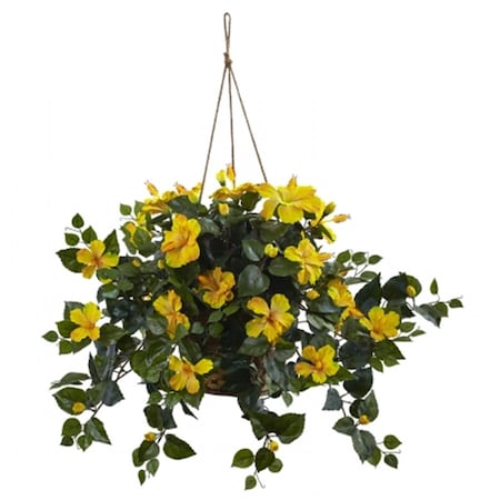Dare2Decor Hibiscus Hanging Basket - Yellow DA836374