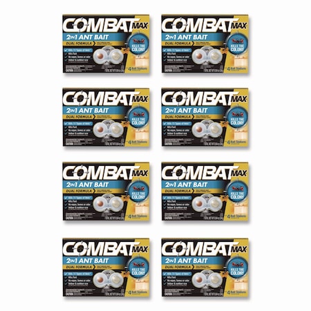 Combat Max 2-in-1 Ant Bait, 4/Pack, 8 Packs/Carton, 8PK 23400 07172