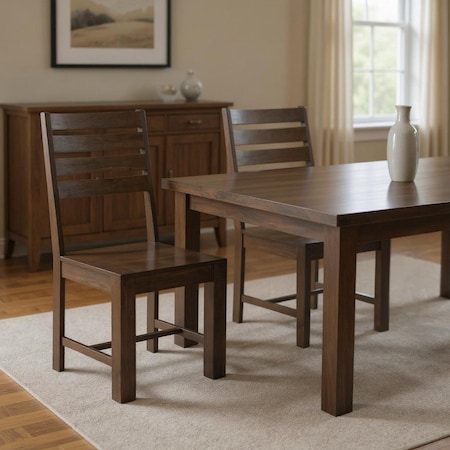 Homeroots Set of Two Brown Solid Wood Ladder Back Dining Side Chairs 565295