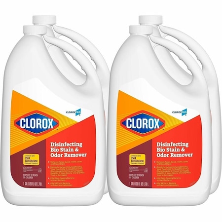 Cloroxpro Disinfecting Bio Stain & Odor Remover Refill, 128 fl oz (4 quart) Translucent, 4 PK CLO31910CT