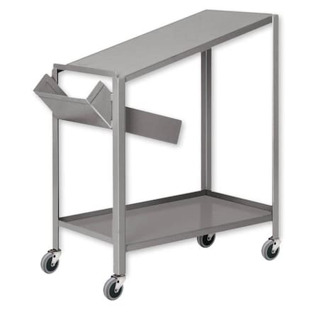 Pucel Hopper Cart, 14 in W x 30 in D x 30 in H to 36 in H, Gray TH-14