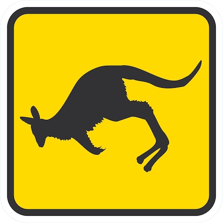 Lyle Kangaroo Crossing Symbol, 12x12, Engineer Grade, Yellow G-2032-EG_12x12
