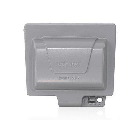 Leviton Weatherproof Cover, Outlet Box Type, 1 Gang, Aluminum, GFCI Duplex Receptacle Cover Type IUM1H-GY