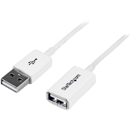 Startech.Com 1m White USB 2.0 Extension Cable Cord - A to A - USB Male to Female Cable - 1x USB A M, 1x USB A USBEXTPAA1MW