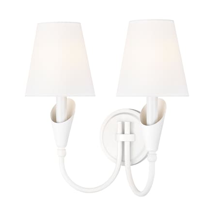 Z-Lite Claudelle 2-Light Wall Sconce, 13.75 in W x 14.5 in H, Textured White 4014-2S-TW