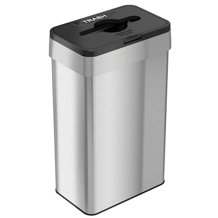 Hls Commercial 21 gal Rectangular Trash Can, Silver, Open Top, Stainless Steel, 10.25 in HLS21UOTTRS